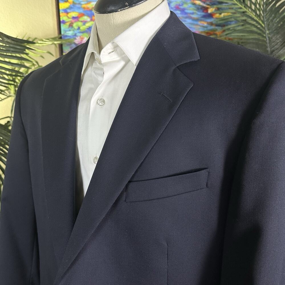 Brooks Bros 346 Men 44R Gold Metal Buttons Black wool Acetate Bemberg liner